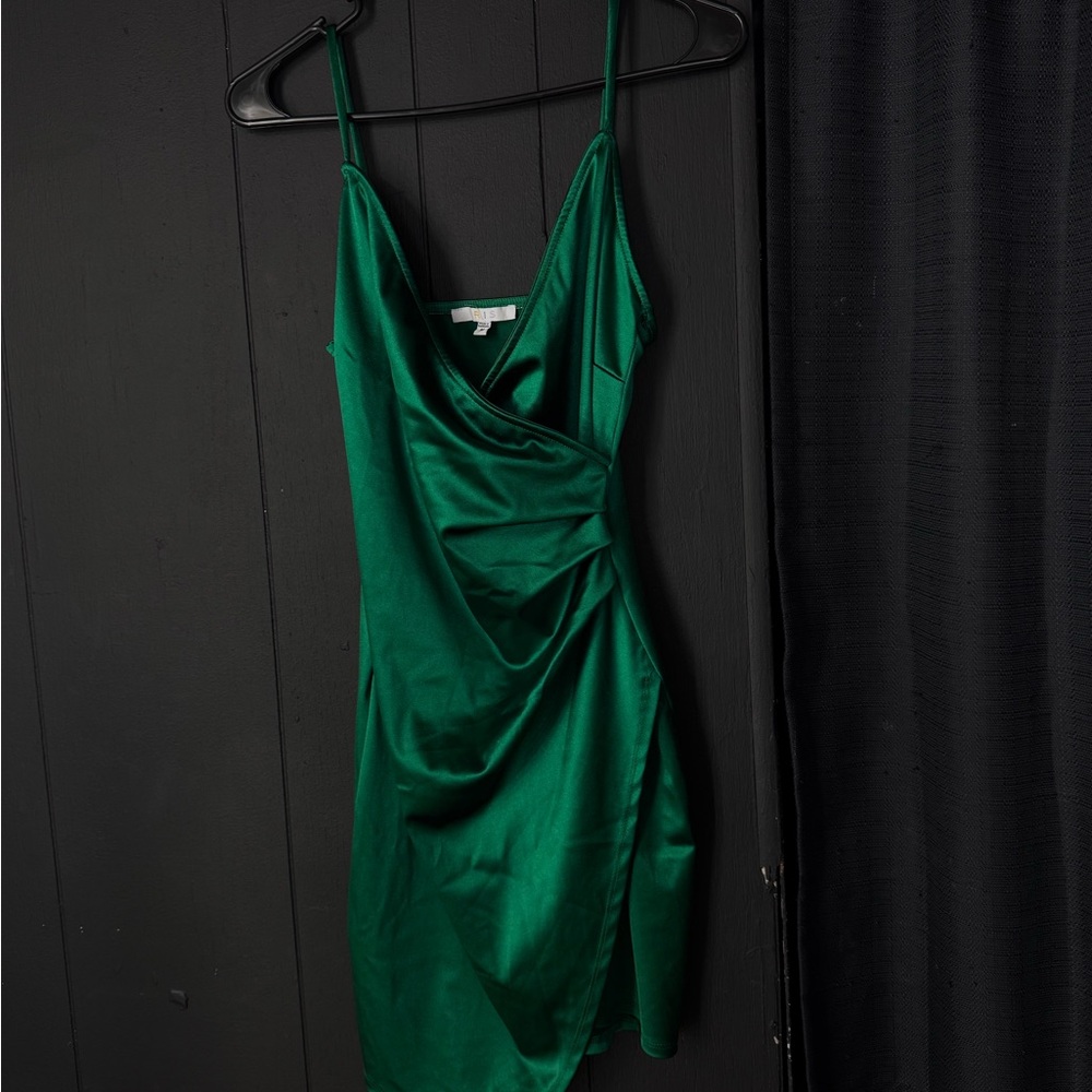 Elegant Green Satin Dress